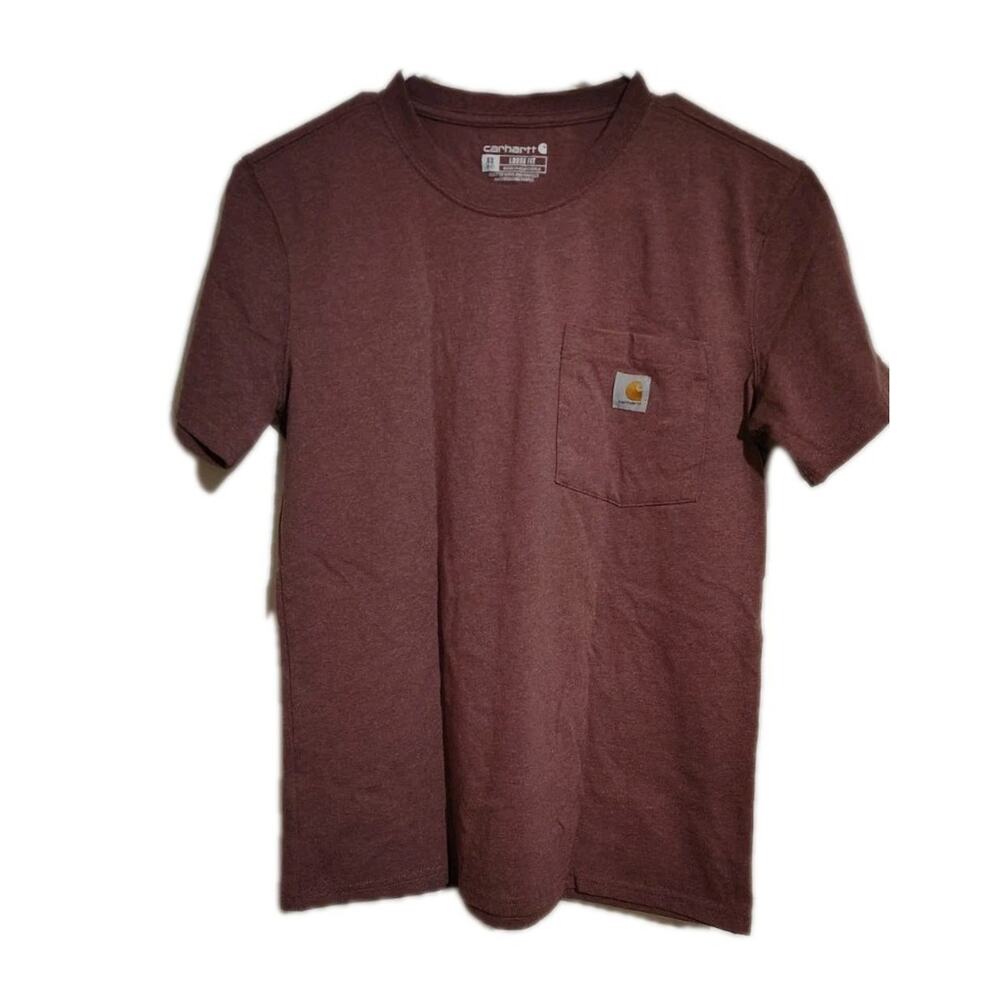 Carhartt T-shirt Size XS 0-2 Woman's Dusty Pink Loose Fit Work Front Pocket Cute